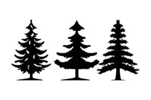 pinho árvore silhueta logotipo abeto árvore vetor ícone coleção.
