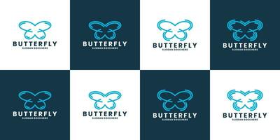 borboleta logotipo vetor linha esboço mono linha ícone ilustração