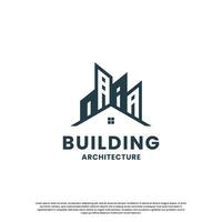 minimalista construção logotipo Projeto combinar casa com arranha-céu vetor
