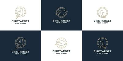 conjunto do minimalista pássaro alvo, linha arte logotipo Projeto modelos vetor