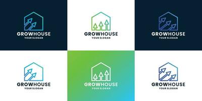 conjunto do crescimento casa o negócio logotipo Projeto. casa e acima seta combinar com gradiente cor vetor