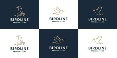 conjunto de modelo de logotipo de pássaro com estilo de arte de linha. coleção criativa de logotipos de pássaros abstratos. vetor