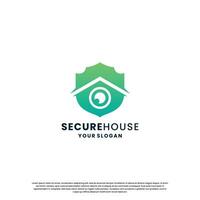 moderno casa segurança logotipo Projeto. casa com escudo e olho combinação com gradiente cor vetor
