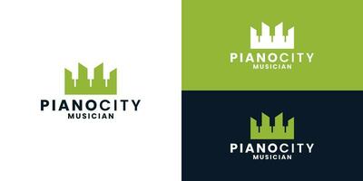 piano cidade logotipo Projeto vetor. pianista, músico Cidade vetor