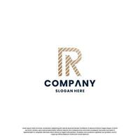 inicial carta r logotipo Projeto inspiração com dourado cor vetor