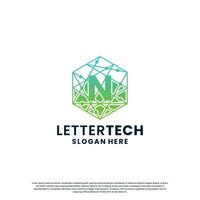 moderno carta n logotipo Projeto com gradiente cor para tecnologia e Ciência o negócio empresa. vetor