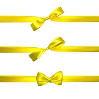 realista amarelo arco com horizontal amarelo fitas isolado em branco. elemento para decoração presentes, saudações, feriados. vetor ilustração