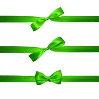 realista verde arco com horizontal verde fitas isolado em branco. elemento para decoração presentes, saudações, feriados. vetor ilustração