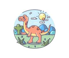 vetor fofa dinossauro ilustração, desenho animado plano isolado