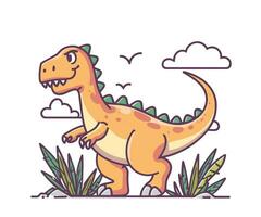 vetor fofa dinossauro ilustração, desenho animado plano isolado