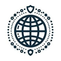 ai gerado global inteligência monocromático linha logotipo. ético ai o negócio valor. digital globo simples ícone. Projeto elemento. ai arte para corporativo marca, local na rede Internet vetor