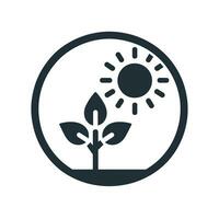 ai gerado agrivoltaico Fazenda monocromático linha logotipo. verde plantar e brilhando Sol ícone. sustentável o negócio valor. Projeto elemento. ai arte para corporativo branding vetor