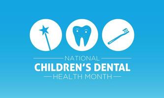fevereiro é nacional crianças dental saúde mês. protegendo dentes e promovendo Boa saúde, feriado conceito para bandeira, poster, cartão e fundo Projeto. vetor ilustração.