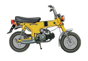 amarelo clássico moto Anos 70 com branco fundo. vetor