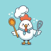 vetor mascote frango amor cozinhando perfeito para ilustração restaurante, cafeteria, e caseiro Comida