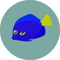 uma azul peixe com amarelo barbatanas em uma azul fundo vetor