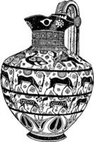 jarro a partir de Rodes, Está uma feito à mão dentro Grécia cerâmica Rodes, vintage gravação. vetor