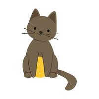 gato sentado com uma amarelo bola do fio vetor