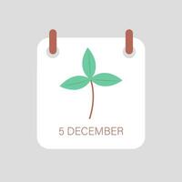 dia mundial do solo internacional. imagem de calendário com planta youg vetor