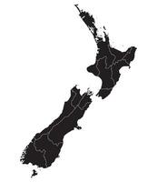 Novo zelândia mapa. mapa do Novo zelândia dentro administrativo províncias dentro Preto cor vetor