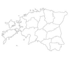 Estônia mapa. mapa do Estônia dentro administrativo regiões dentro branco cor vetor