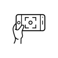 selfie foto linha ícones, telefone ícone vetor ilustração
