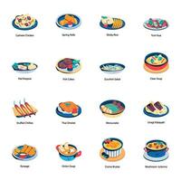 coleção do tradicional refeições plano ícones vetor