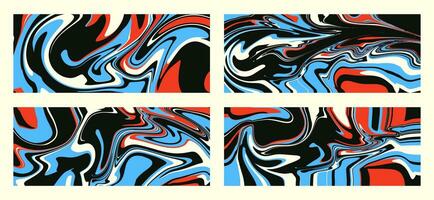 conjunto do ondulado trippy padrões dentro psicodélico cores. vetor abstrato fundo. estético textura com fluindo ondas dentro a estilo do a 1970.