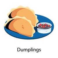 na moda dumplings conceitos vetor