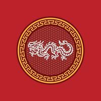 Dragão simples ilustração com oriental enfeite adequado para ano do Dragão chinês Novo ano bandeira vetor