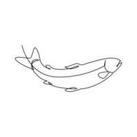 salmão peixe solteiro linha ilustração vetor