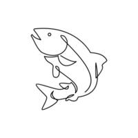 salmão peixe solteiro contínuo ilustração vetor