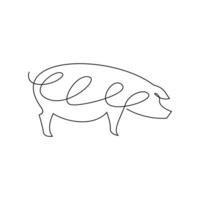 porco solteiro linha ilustração desenhando vetor