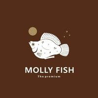 animal Molly peixe natural logotipo vetor ícone silhueta retro hipster