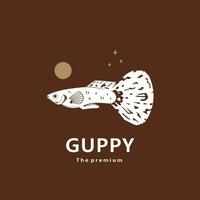 animal guppy natural logotipo vetor ícone silhueta retro hipster