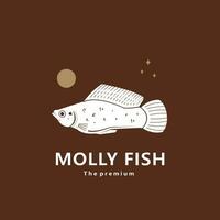 animal Molly peixe natural logotipo vetor ícone silhueta retro hipster