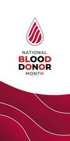 nacional sangue doador mês vetor Projeto com cópia de espaço área. modelo para campanha, bandeira, poster, social meios de comunicação, fundo