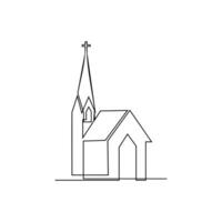 Igreja solteiro contínuo linha ilustração vetor