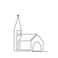 Igreja solteiro contínuo linha ilustração vetor