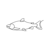 salmão peixe solteiro linha ilustração vetor