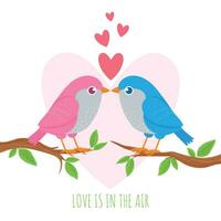 pássaro amar. fofa pássaros amantes em filial, romance casal, Casamento e namorados dia símbolo, feriado decoração criativo vetor conceito