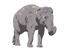 indiano elefante lado Visão isolado fundo wpa arte vetor