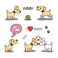 Vector conjunto de cães engraçados dos desenhos animados