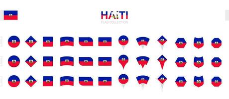 ampla coleção do Haiti bandeiras do vários formas e efeitos. vetor