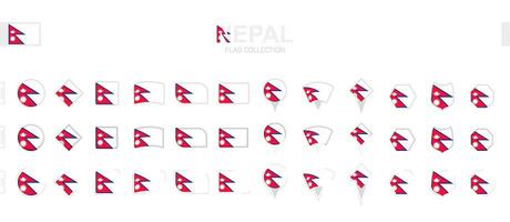 ampla coleção do Nepal bandeiras do vários formas e efeitos. vetor