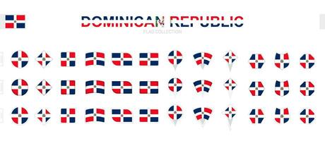 ampla coleção do dominicano república bandeiras do vários formas e efeitos. vetor