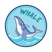baleia com mar dentro botão ilustração vetor