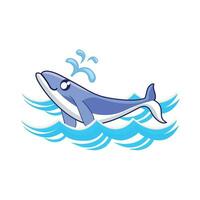 baleia com mar onda ilustração vetor