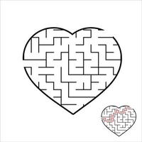 labirinto em forma de coração abstrato. jogo para crianças. quebra-cabeça para crianças. uma entrada, uma saída. enigma do labirinto. ilustração em vetor plana simples isolada no fundo branco.