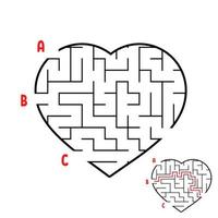 labirinto em forma de coração. jogo para crianças. quebra-cabeça para crianças. encontre o caminho certo. enigma do labirinto. ilustração em vetor plana isolada no fundo branco.